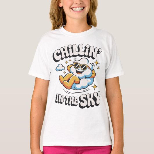 Chillin' in the Sky Retro Cloud Design voor de zom T-shirt (Voorkant)
