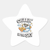 Chillin' in the Sky Schattige Cloud Design voor Fu Ster Sticker (Voorkant)
