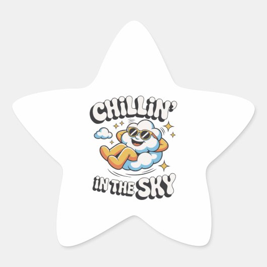 Chillin' in the Sky Schattige Cloud Design voor Fu Ster Sticker (Voorkant)