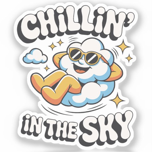 Chillin' in the Sky Schattige Cloud Design voor Fu Sticker (Voorkant)