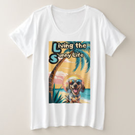 Chillin' in the Sun: zwarte en bruine pup met Shad Grote Maat T-shirt