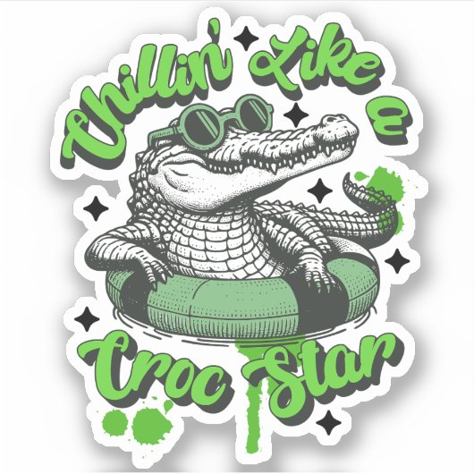 Chillin' Like a Croc Star Sticker: Cool Crocodile Sticker (Voorkant)