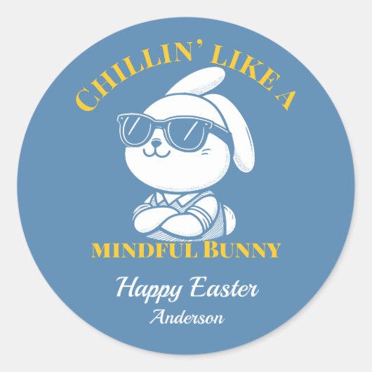 Chillin' Like A Mindful Bunny Custom Pasen Ronde Sticker (Voorkant)