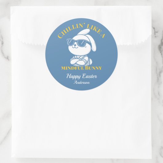 Chillin' Like A Mindful Bunny Custom Pasen Ronde Sticker (Tas)