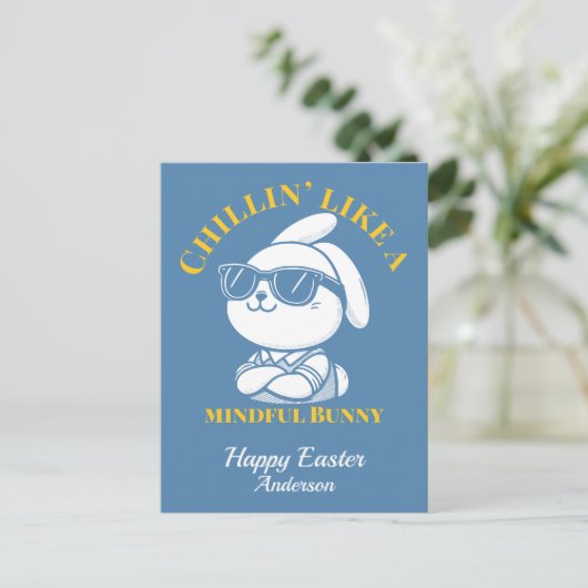 Chillin' Like A Mindful Bunny Pasen Briefkaart (Staand voorkant)