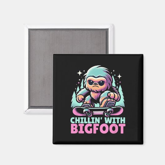 Chillin’ met Bigfoot Alpine Wintersport Snowboa Magneet (Voorkant / Achterkant)
