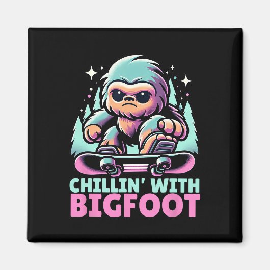 Chillin’ met Bigfoot Alpine Wintersport Snowboa Magneet (Voorkant)