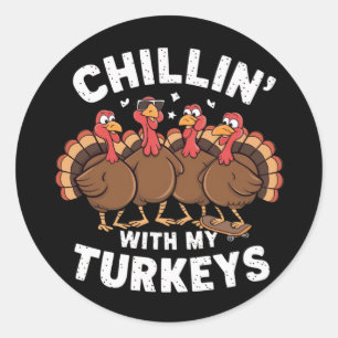Chillin met cadeau voor mijn Thanksgiving van kalk Ronde Sticker