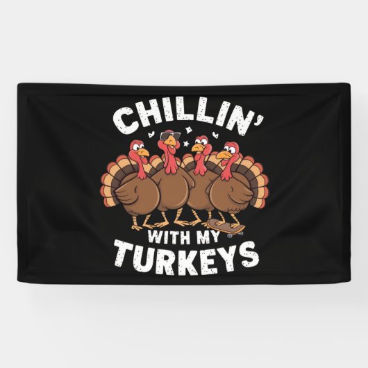 Chillin met cadeau voor mijn Thanksgiving van kalk Spandoek (Horizontaal)