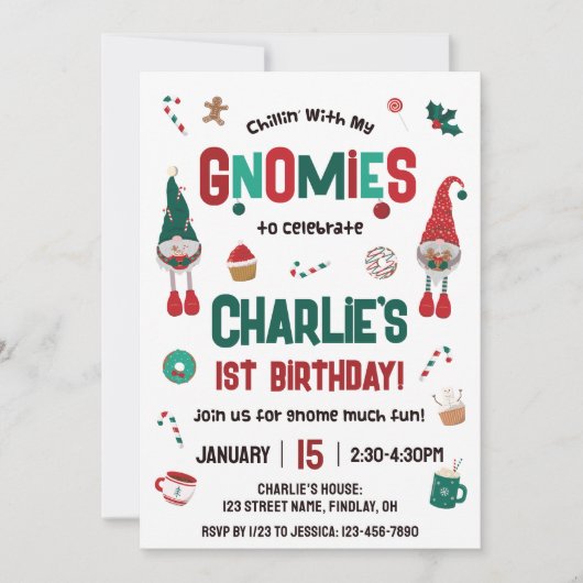Chillin met de kerstfeest van mijn Gnomen Kaart (Voorkant)