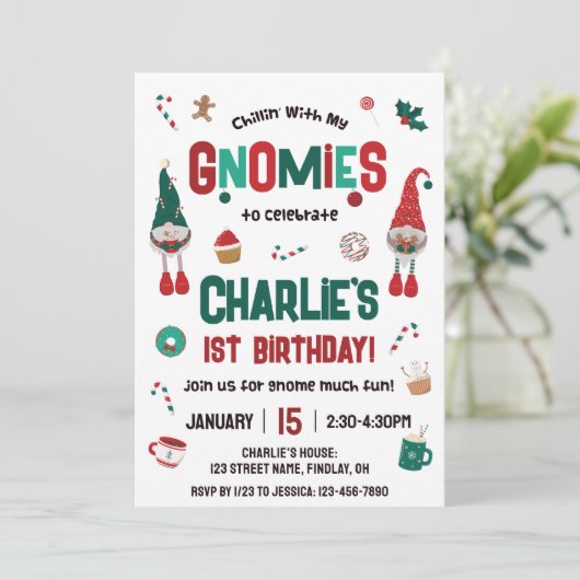 Chillin met de kerstfeest van mijn Gnomen Kaart (Staand voorkant)