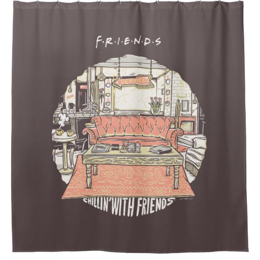Chillin' met FRIENDS™ Cartoon Douchegordijn (Voorkant)