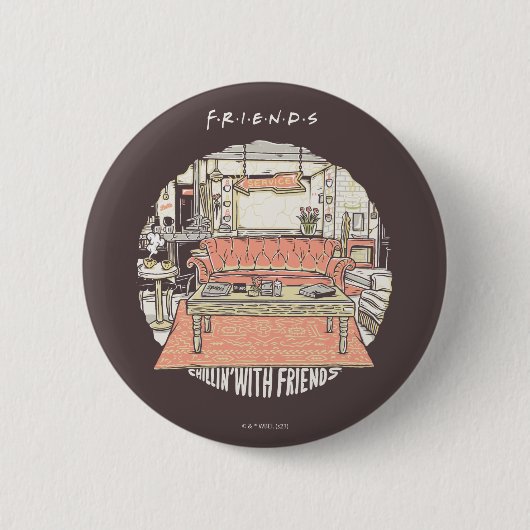 Chillin' met FRIENDS™ Cartoon Ronde Button 5,7 Cm (Voorkant)