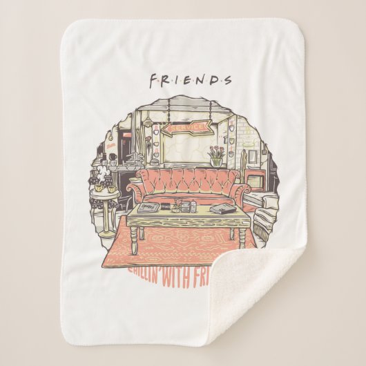 Chillin' met FRIENDS™ Cartoon Sherpa Deken (Voorkant)