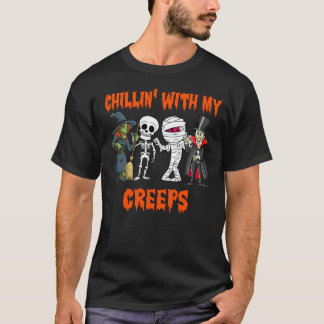 Chillin met mijn Creeps Vampire Halloween Skeleton T-shirt