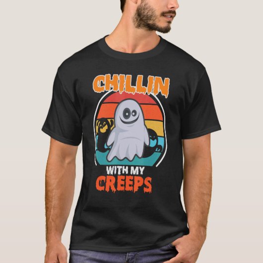 Chillin met mijn Creeps Vampire Halloween Skeleton T-shirt (Voorkant)