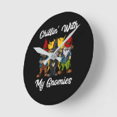 Chillin met mijn gnomen Funny Garden Gnomen Ronde Klok (Hoek)