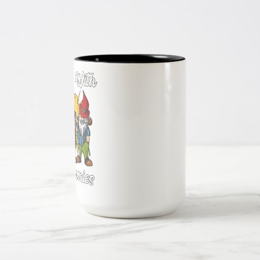 Chillin met mijn gnomen Funny Garden Gnomen Tweekleurige Koffiemok (Center)