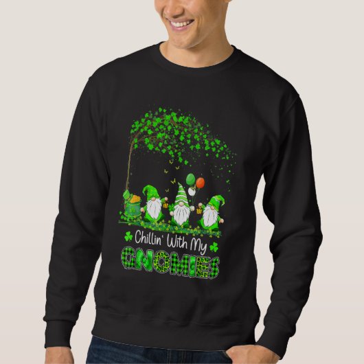 Chillin met mijn gnomen St Patricks Day Gnome Sham Trui (Voorkant)