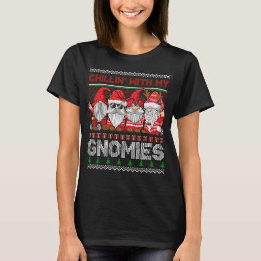 Chillin met mijn gnomies gnoom in Red Christma T-shirt (Voorkant)