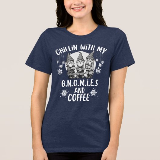 Chillin met mijn kabouters en koffiegrappig Gezegd Tri-Blend Shirt (Voorkant)