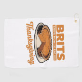 Chillin met mijn kalkoenen Thanksgiving familie Es Golfhanddoek (Horizontaal)