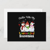 Chillin met mijn Kindergarten Snowmies kerst Briefkaart (Voorkant / Achterkant)