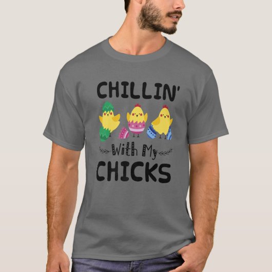 Chillin' met mijn kippen Paasdag grappig T-shirt (Voorkant)