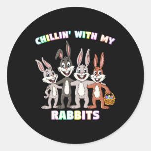Chillin Met Mijn Konijnen Paaseieren Leuke Jongens Ronde Sticker