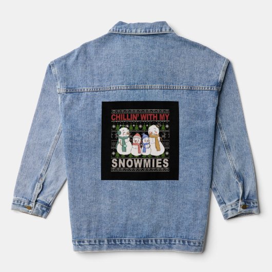 Chillin met mijn neeuwen grappig kerstfeest denim jacket (Achterkant)