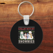 Chillin met mijn neeuwen grappig kerstfeest sleutelhanger (Voorkant)