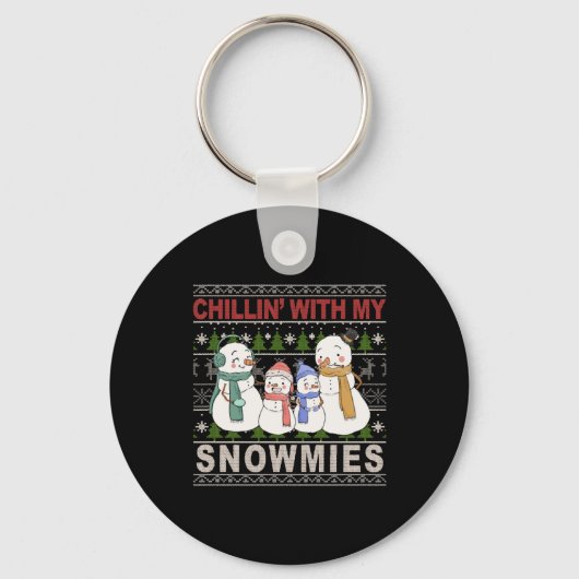 Chillin met mijn neeuwen grappig kerstfeest sleutelhanger (Voorkant)