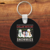 Chillin met mijn neeuwen grappig kerstfeest sleutelhanger (Voorkant)