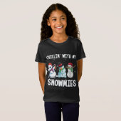 Chillin 'met Mijn Sneeuwmies Kerstmis Snowman F T-shirt (Voorkant volledig)