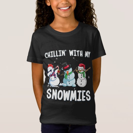 Chillin 'met Mijn Sneeuwmies Kerstmis Snowman F T-shirt (Voorkant)