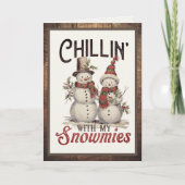 Chillin met mijn sneeuwmies leuke kerst op maat feestdagen kaart (Voorkant)