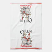 Chillin met mijn sneeuwmies rustieke huisje land theedoek (Verticaal)