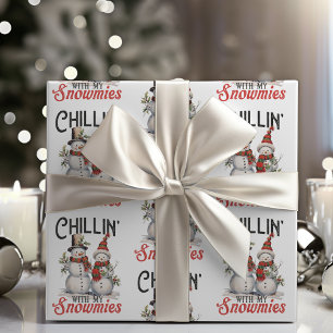 Chillin met mijn sneeuwmies rustieke sneeuwpop ker cadeaupapier