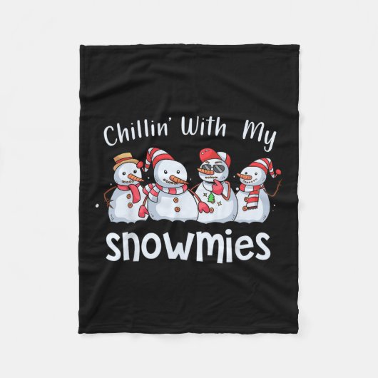 Chillin met mijn sneeuwmijten kerst pyjama sneeuwp fleece deken (Voorkant)