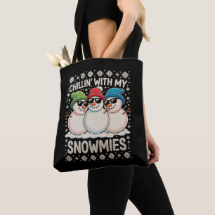Chillin met mijn sneeuwpoppen Kerst lelijke kerstd Tote Bag