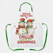 Chillin met mijn sneeuwpoppen Snowman gepersonalis Schort (Voorkant)