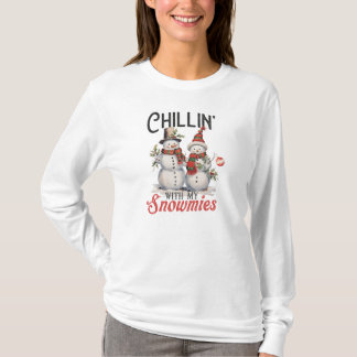 Chillin met mijn snowmie Lange Mouw vrouwen T-shir T-shirt