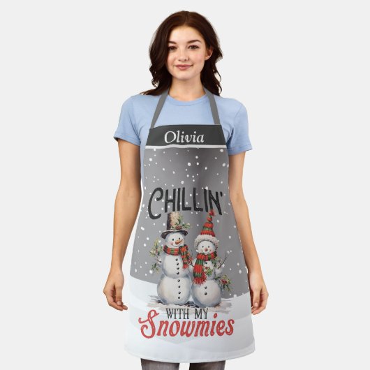 Chillin met mijn Snowmies aangepaste vakantie Schort (Gedragen)