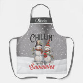 Chillin met mijn Snowmies aangepaste vakantie Schort (Voorkant)