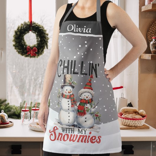 Chillin met mijn Snowmies aangepaste vakantie Schort