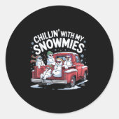 Chillin met mijn Snowmies Cup Truck Snowman Christ Ronde Sticker (Voorkant)