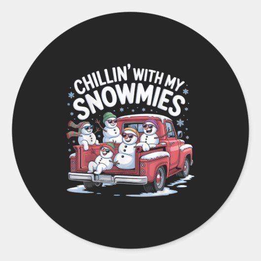 Chillin met mijn Snowmies Cup Truck Snowman Christ Ronde Sticker (Voorkant)