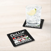 Chillin met mijn Snowmies Funny Snowman Kerstmis Kartonnen Onderzetters (Insitu)