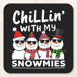 Chillin met mijn Snowmies Funny Snowman Kerstmis Kartonnen Onderzetters