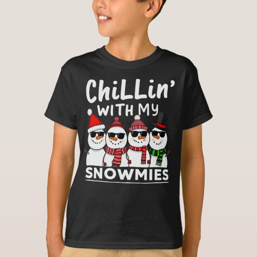Chillin met mijn Snowmies Funny Snowman Kerstmis T-shirt (Voorkant)